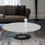 Plateau de table rond en verre trempé de 28 po avec motif de marbre gris imprimé, rebord rond épais poli de 0,315 po (8 mm)-119024962