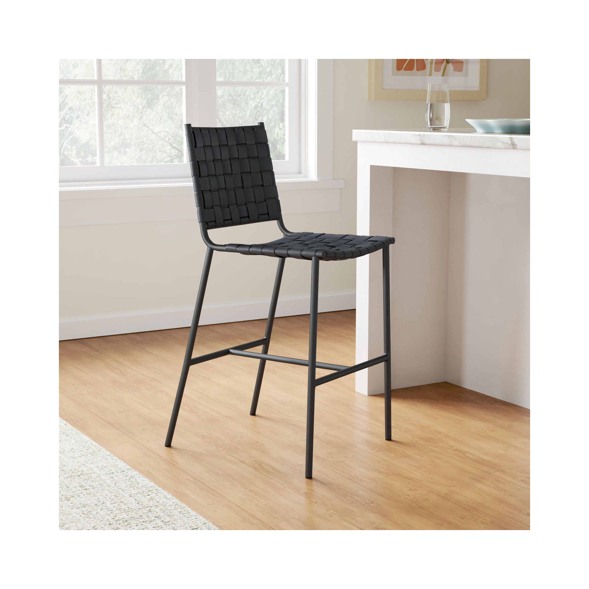 Cass 26" Counter Stool, Black, Black