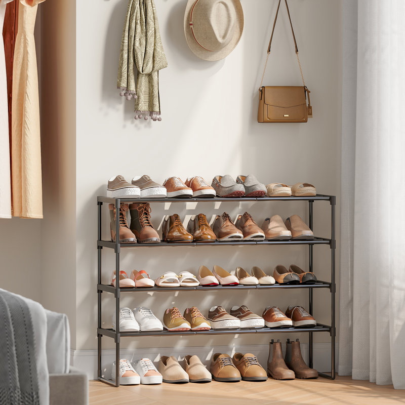 Bladwell 10 Pair Shoe Rack, 188cm H x 233cm W x 77cm D, Black