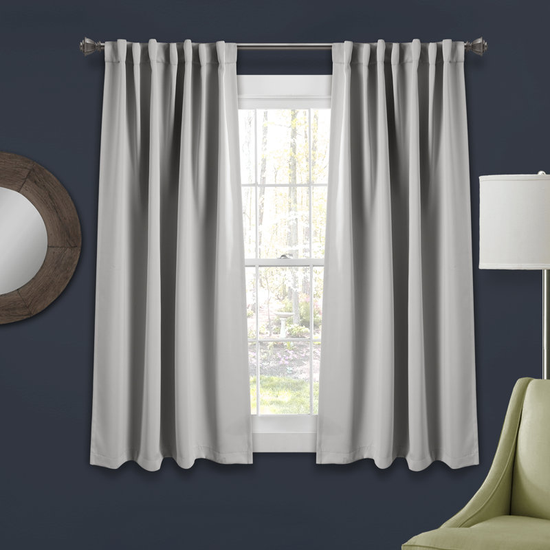Light Gray Polyester Blackout Back Tab Curtain Panels, 63" x 52"