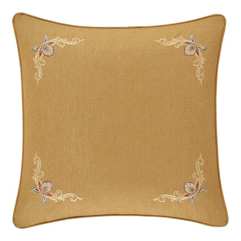 Gold Embroidered Euro Sham with Floral Design