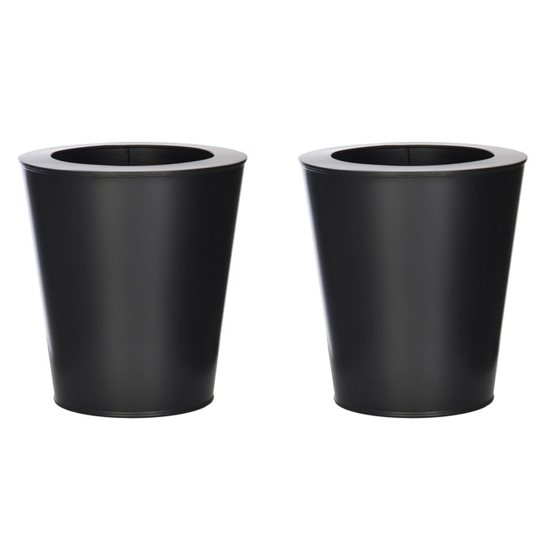 Petit vase de zinc rond, Noir mat