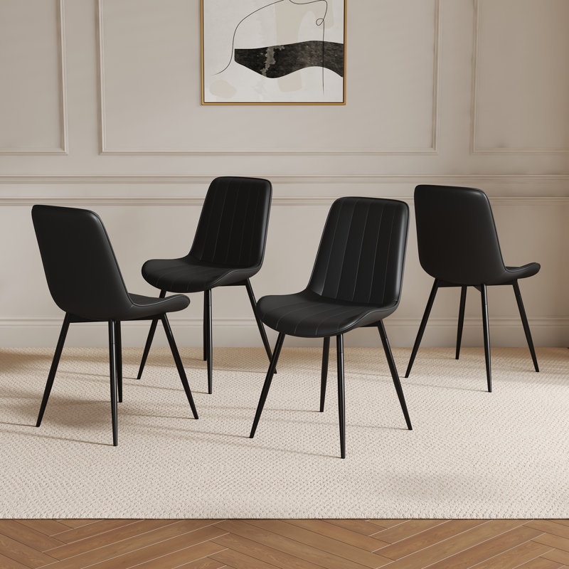 Chaise rembourrée en similicuir moderne, Noir