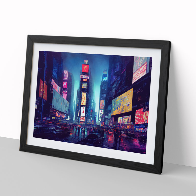 XH1022-6202X Modern Times Square Art Vol.1 - Single Picture Frame Print, Black Framed, 46cm H x 64cm W x 2cm D