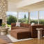 Magda Hardwood Upholstered Ottoman, Terracotta-541543161