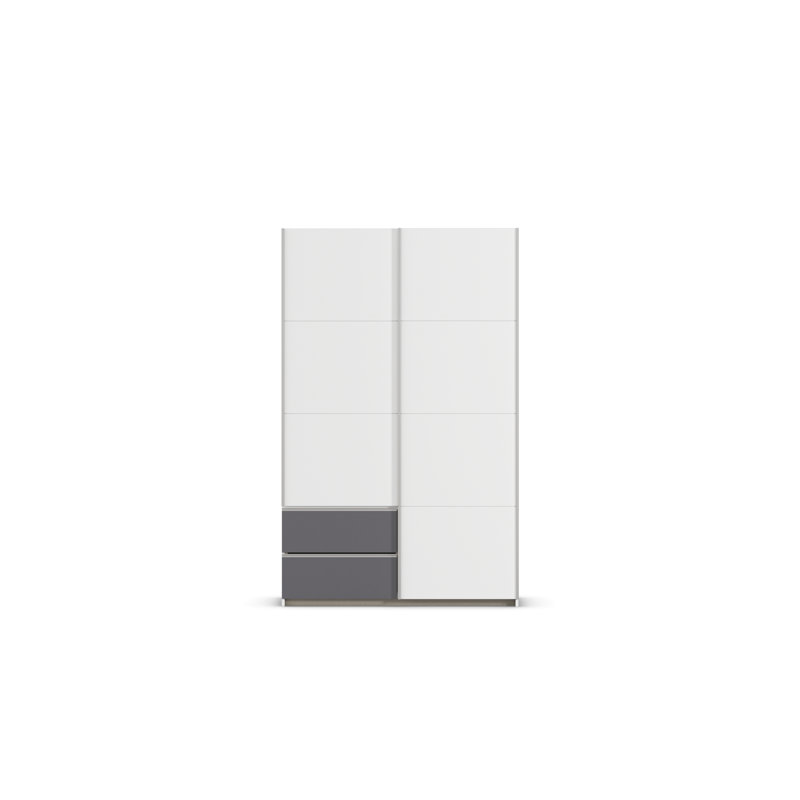 Sevilla sliding door wardrobe, Alpine white/Gray Metallic/Aluminum Colored, 210cm H x 131cm W x 59cm D