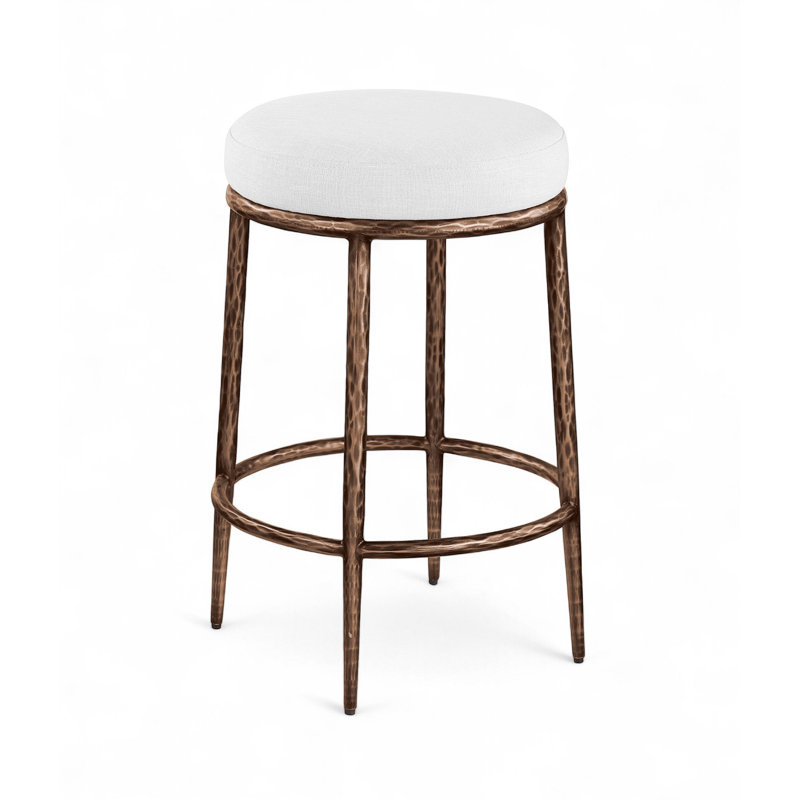 Tabouret de comptoir Ferro Hessle, Blanc, Bronze