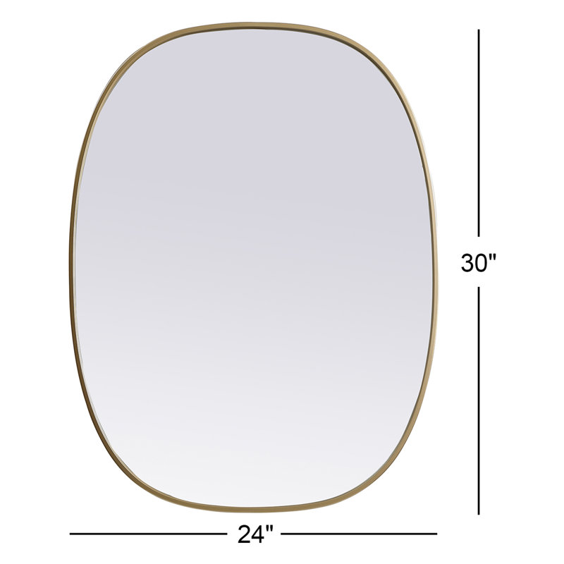 Sabine Metal Curved Oval Wall Mirror, Brass, 30" x 24"