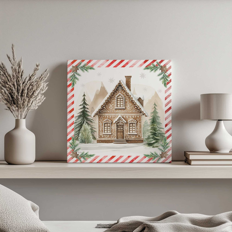 «Gingerbread Lane House I» par Nicole DeCamp, reproduction d'art, L 20 po x H 20 po, Ne s’applique pas, Toile tendue
