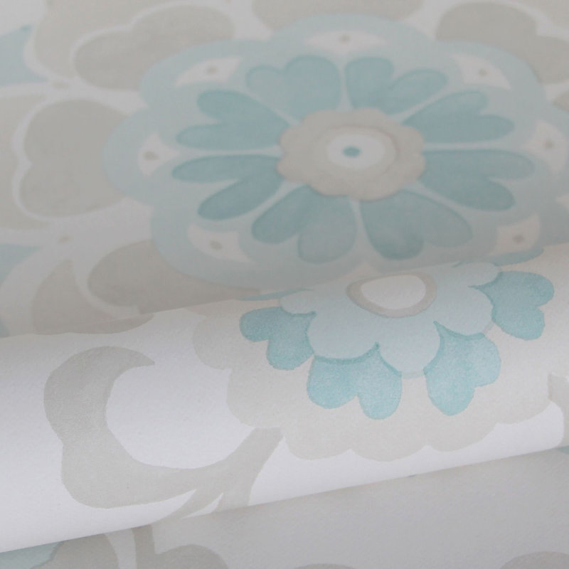 Rouleau de papier peint L 33 pi x l 20,5 po Medallion, Noir / Rose / Gris