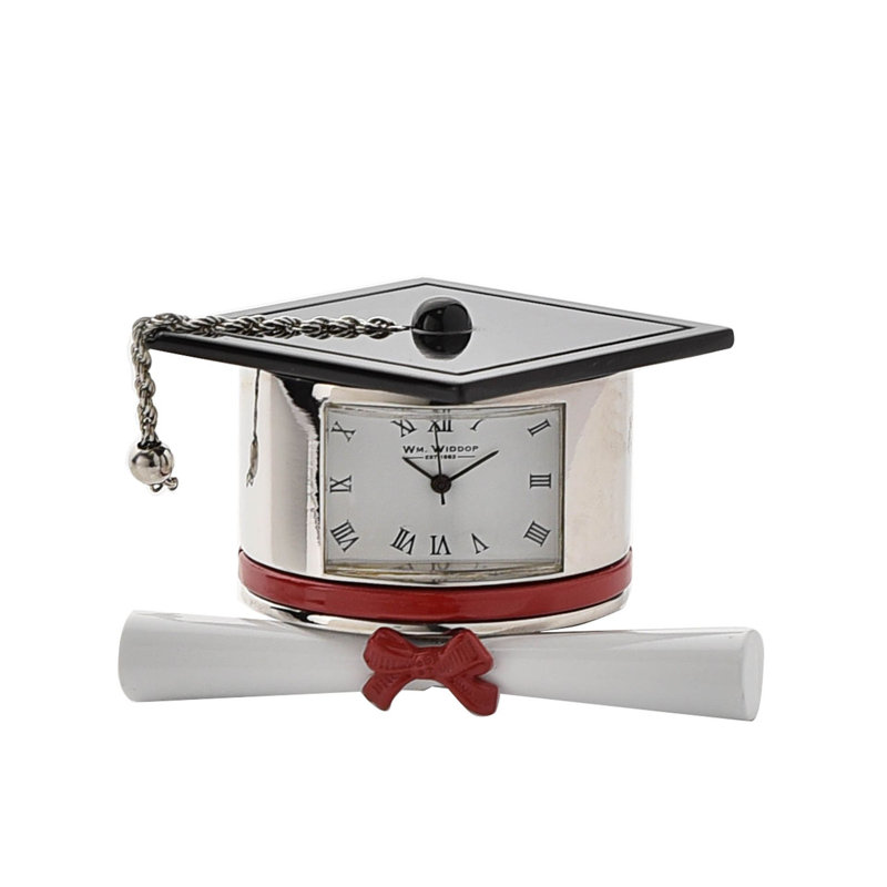 Roman Numeral Metal Quartz Movement / Crystal Tabletop Clock in Red/White