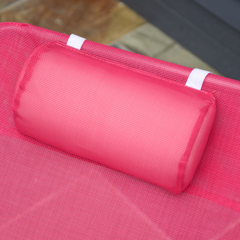 Chaise longue rose avec dossier inclinable et chaise longue pour l'extérieur