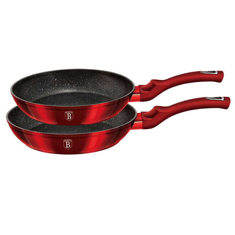 Aluminum Non-Stick Frying Pan Set, Red