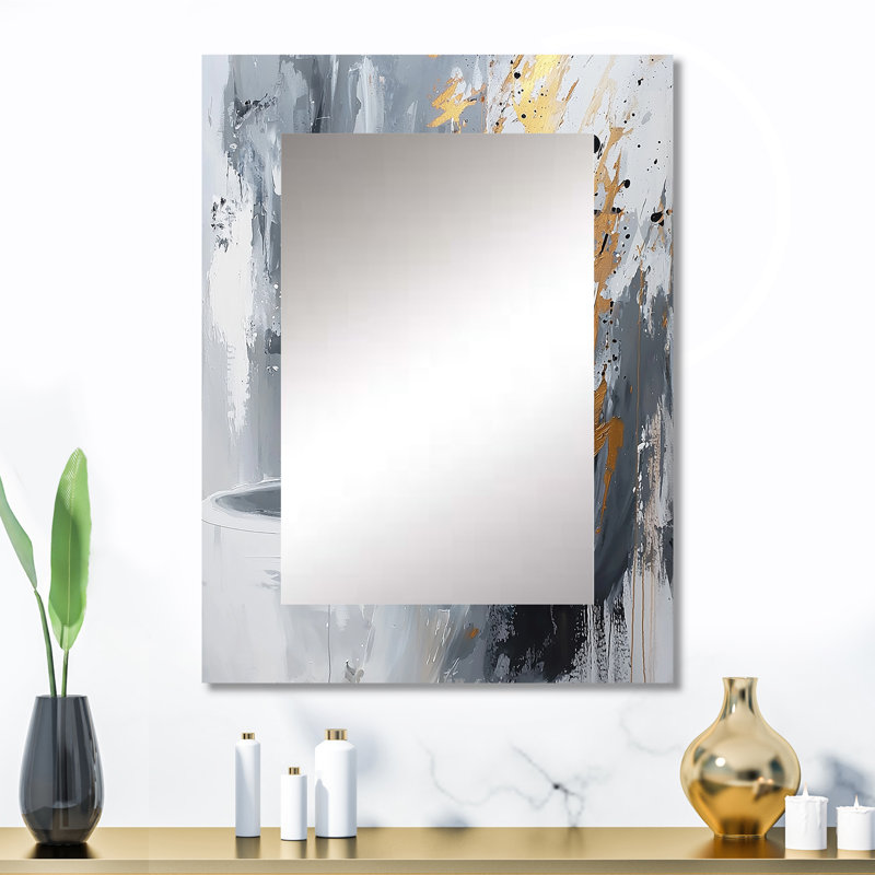 Gold Cheetahs Quick Call Accented With Grey II - Cheetah Decorative Wall Mirror, Modern Mirror, Printed Metal Art, 32" x 24"