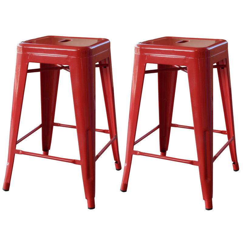 Natascha Counter Stool with Metal Frame, Red