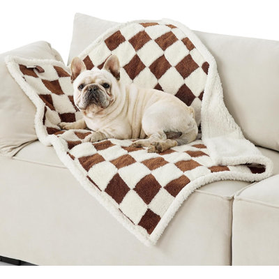 Lesure Waterproof Calming Double-Sided Jacquard Shag & Soft Sherpa Fleece Furniture Protector Dog & Cat Blanket