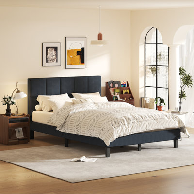 Lit plateforme en tissu d'ameublement