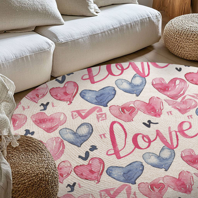 Tapis tressé Lignant Text Designs, Rond 5 pi