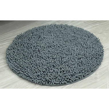 August Grove Lisk Oval 100% Cotton Solid Bath Rug Size: 17 W x 24 L, Color: Gray