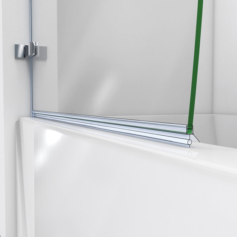 Aqua Uno 56" W x 58" H Hinged Semi-Frameless Tub Door, Chrome