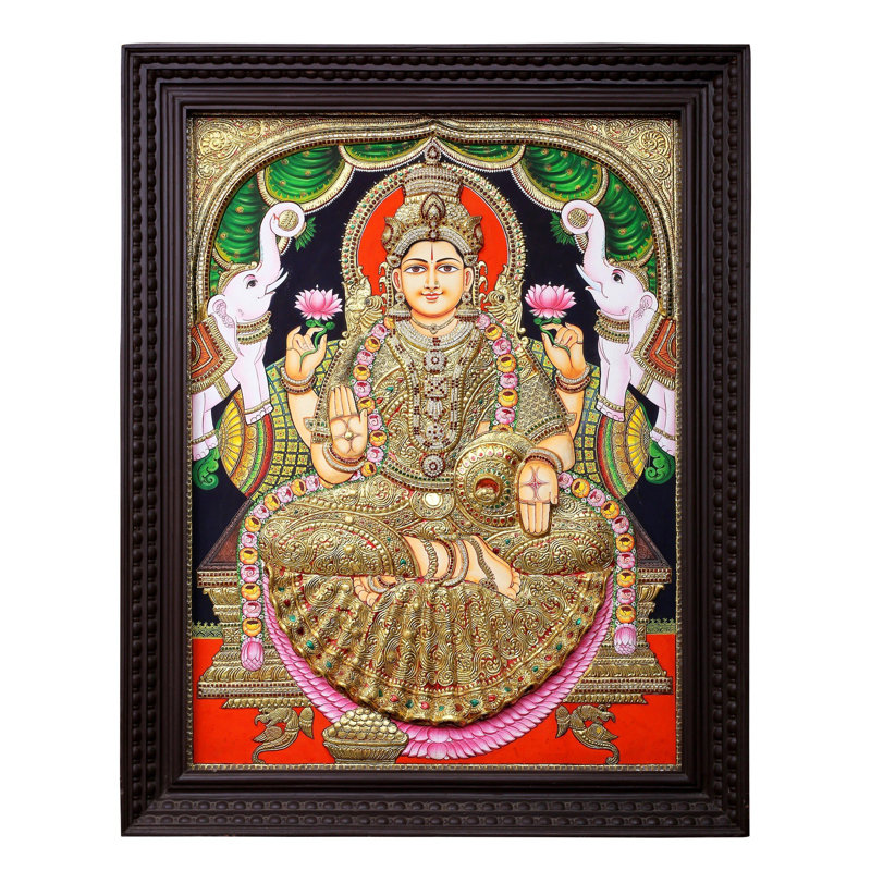 Devi Gajalakshmi | Couleurs traditionnelles avec or 24 carats