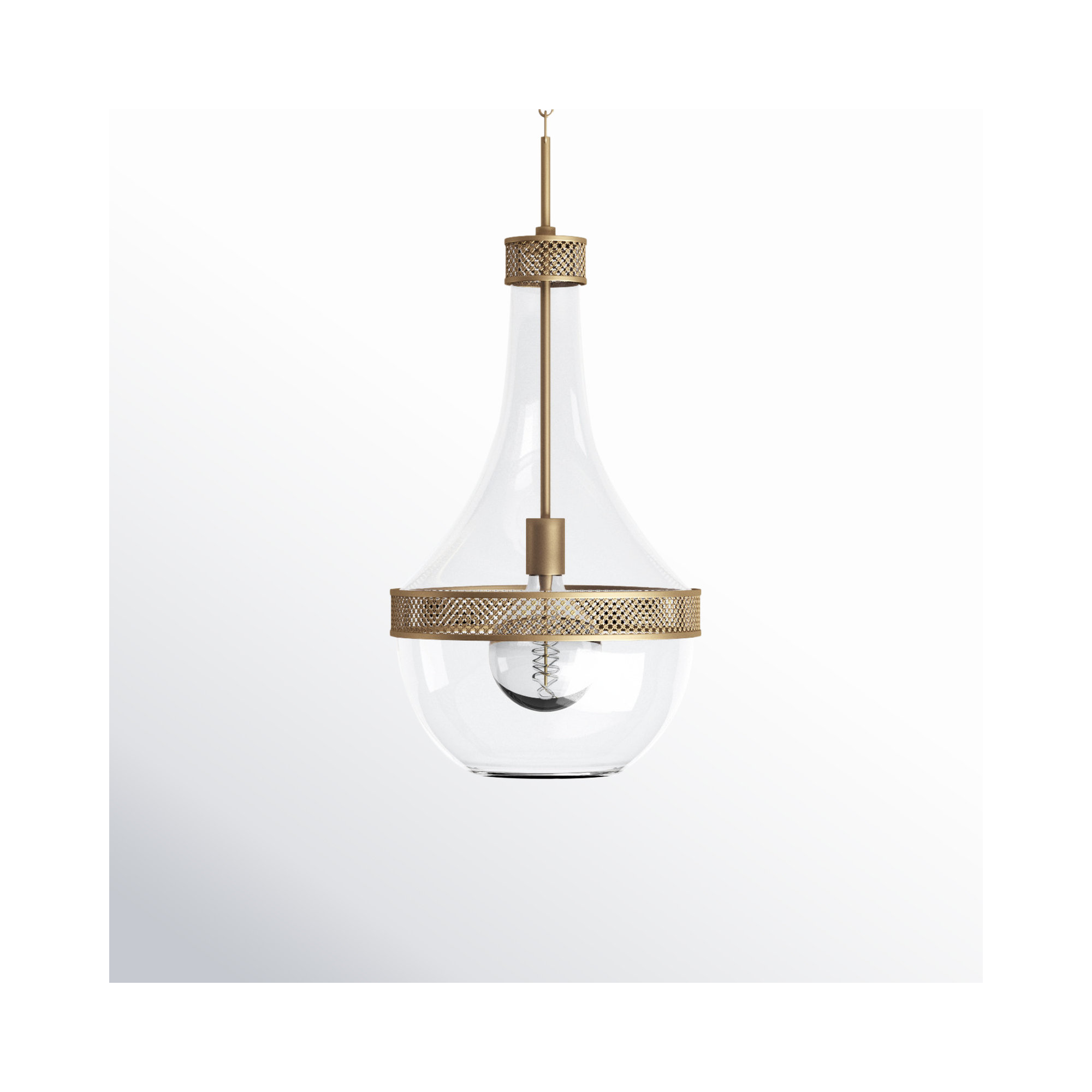 Twain Single Light Pendant, 23" H x 10.75" W x 10.75" D, Aged Brass