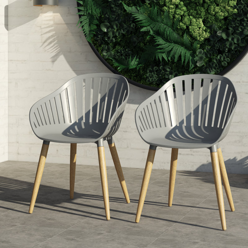 Fauteuil de patio empilable en eucalyptus Frey, Finition teck