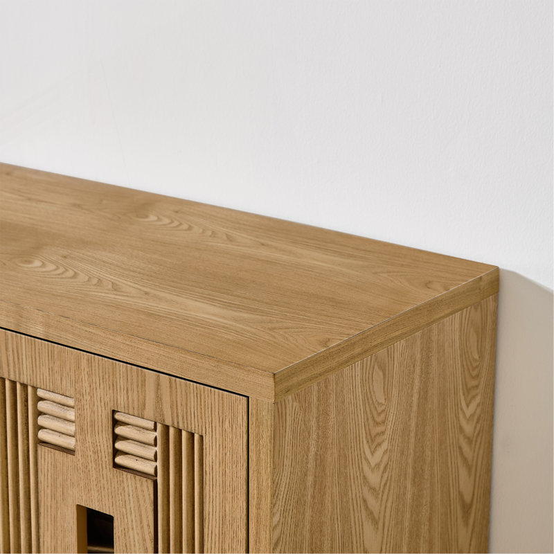 Buffet 31,5 po Mid Century Modern, Natural Wood