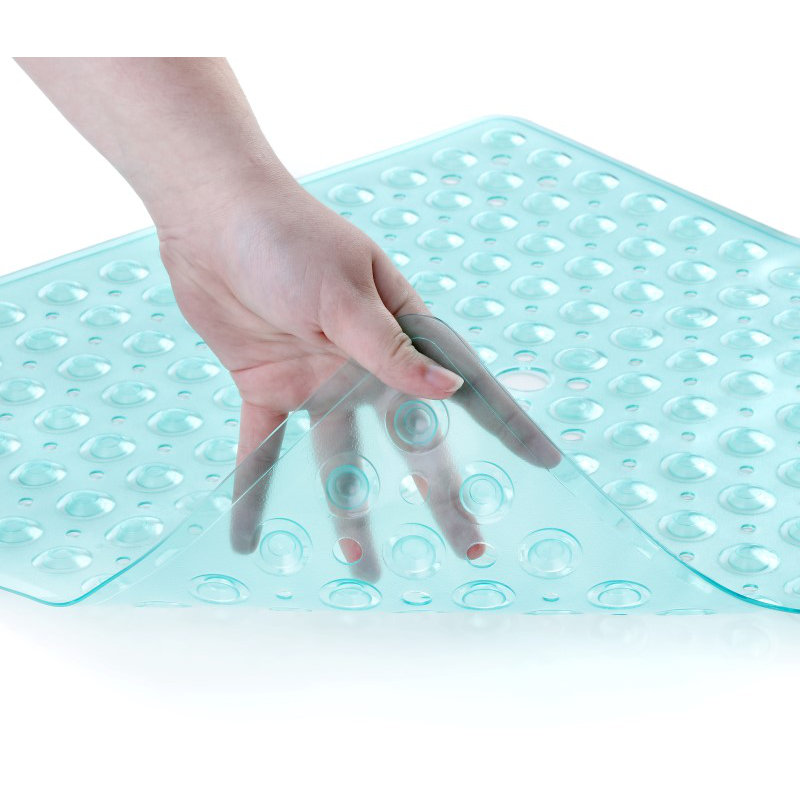 Tapis de douche antidérapant carré en plastique / vinyle Aesop, Aigue-marine