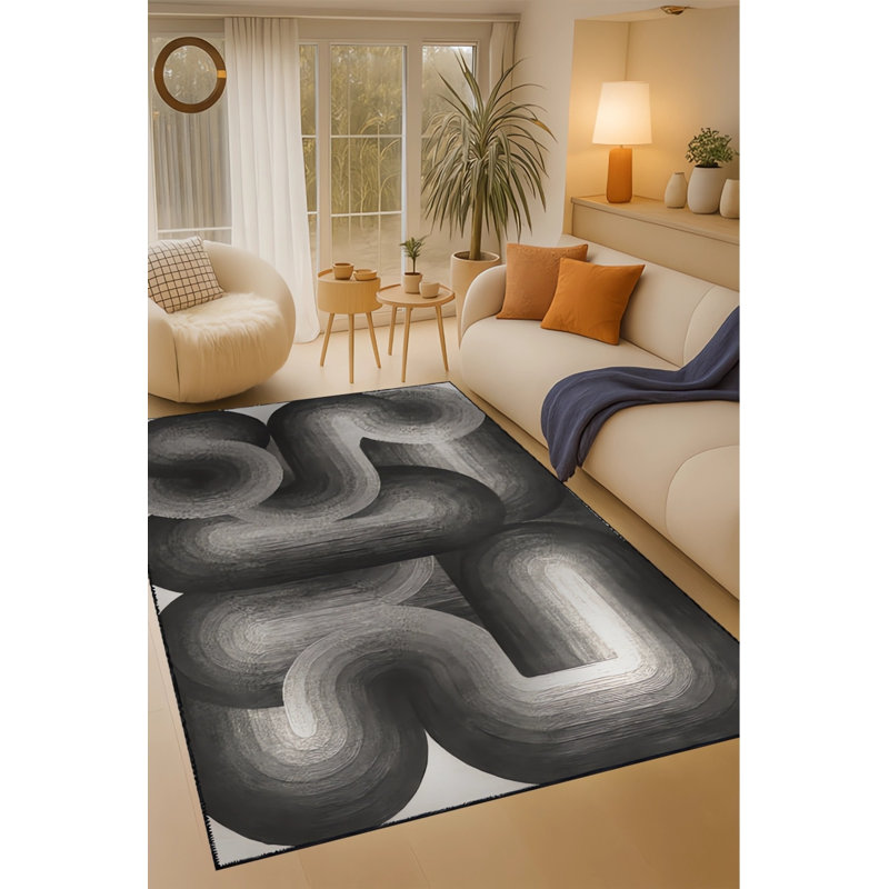 Tapis noir Mosso, 2' x 2'11"