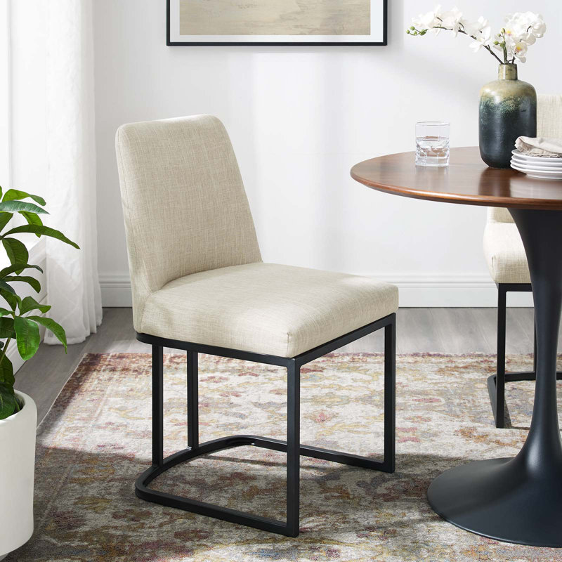 Chaise d'appoint de salle à manger en velours Amplifier Base Performance, Polyester beige, Noir