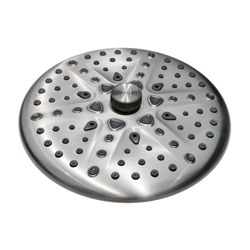 Pomme de douche à fonction de gouttes de pluie ronde 8,8 pouces Kingston, Nickel brossé