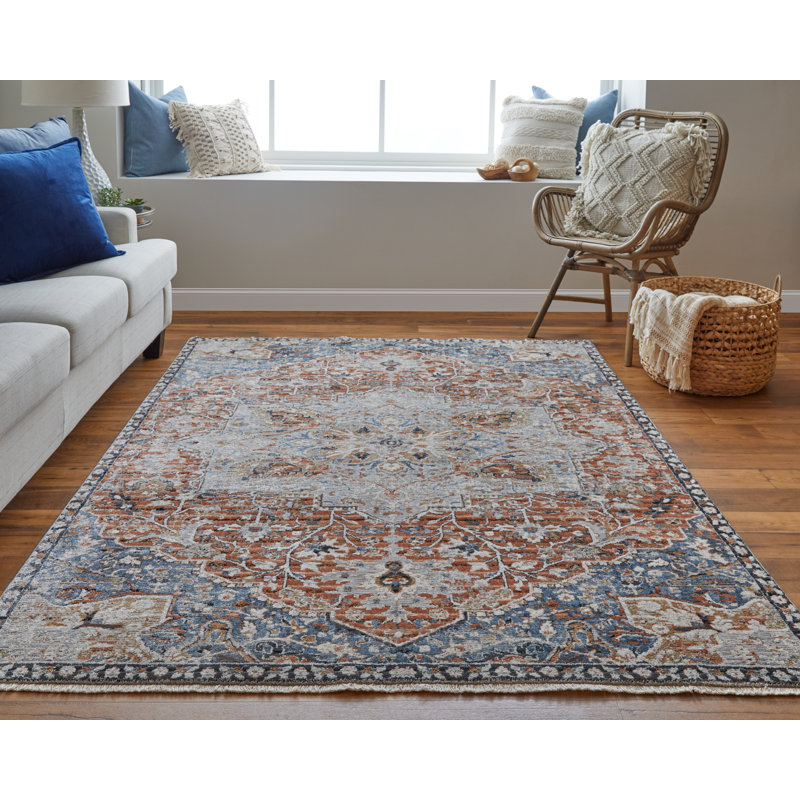Tapis oriental rouge / bleu Benedetto, Rectangle 12 pi x 15 pi