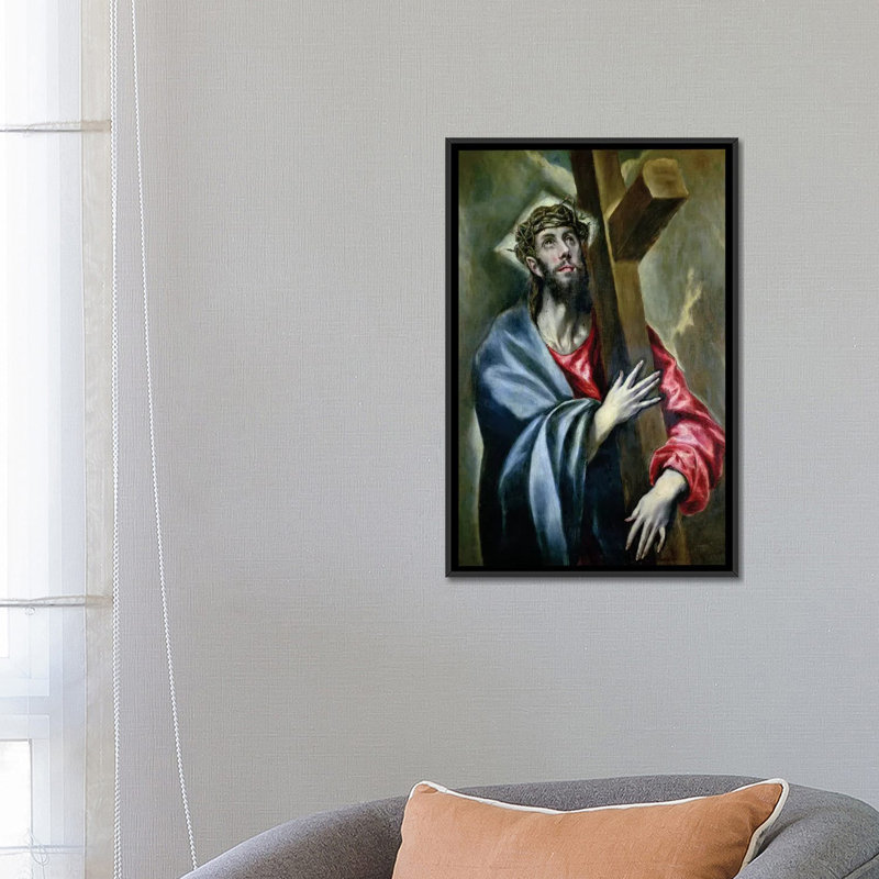 «Christ Clasping the Cross» par El Greco, reproduction d'art sur toile tendue, H 12 po x l 8 po x P 0,75 po, Toile tendue