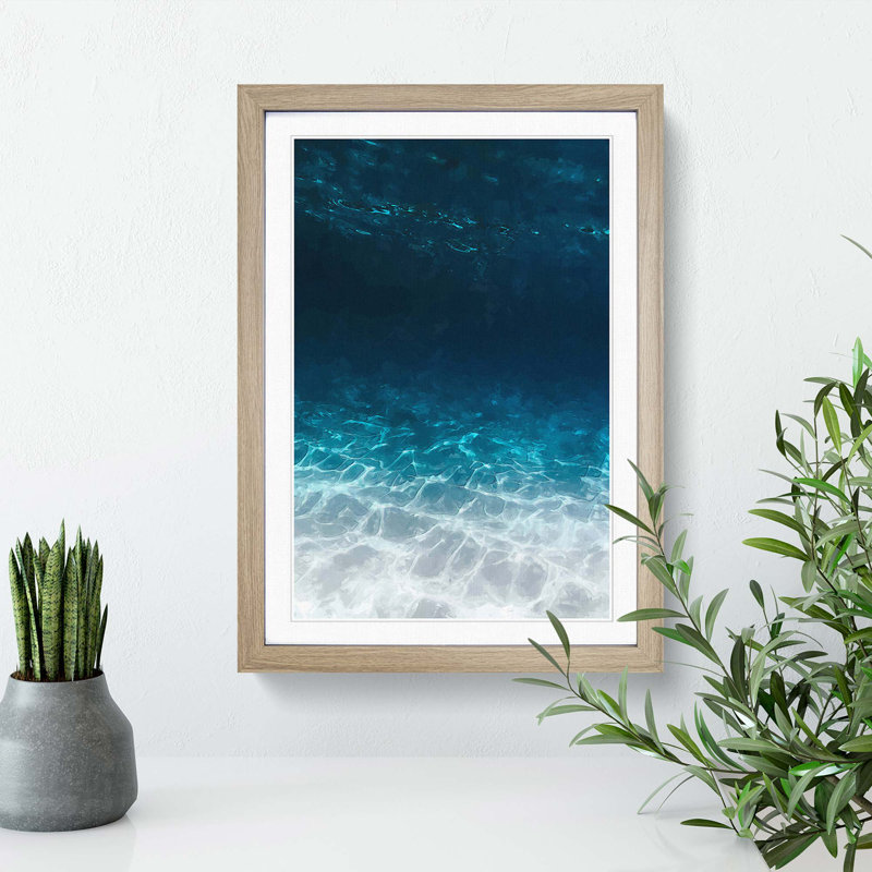 Under the Ocean in Abstract - Picture Frame Graphic Art Print, 48cm H x 36cm W x 2cm D, Oak Framed
