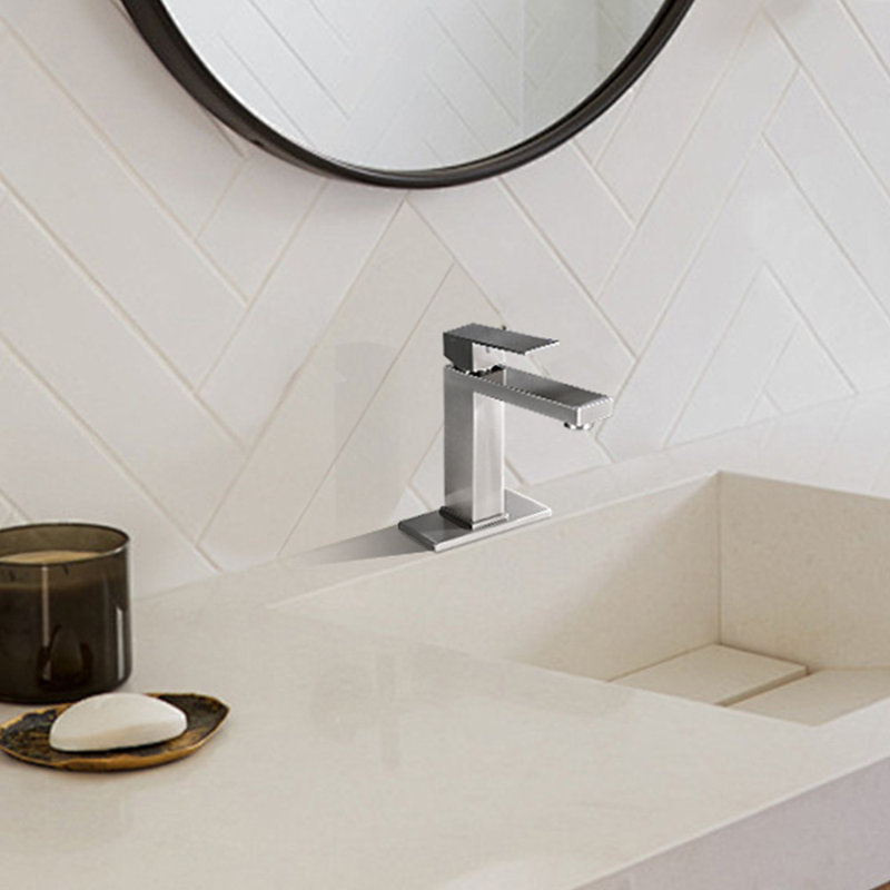 Single Handle Stainless Steel Bathroom Sink Faucet, Brushed Nickel