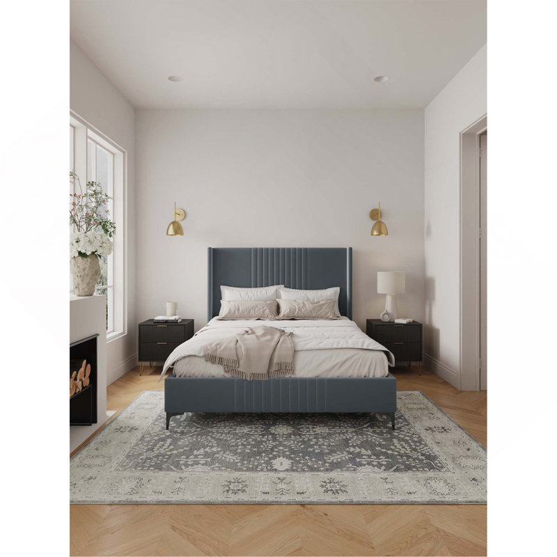 Lit tapissier Promenade, Gris, Grand lit