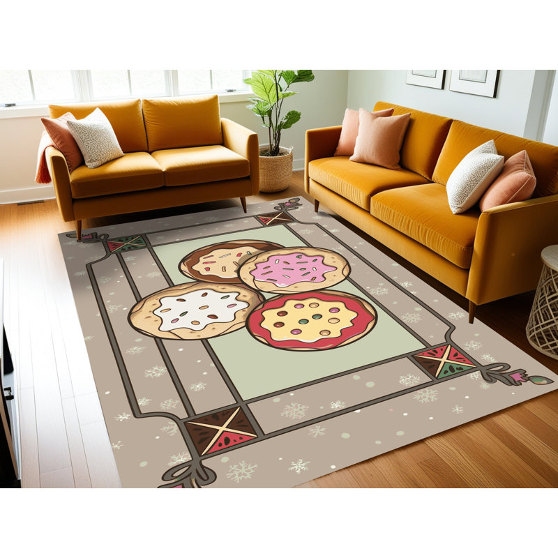 Tapis de fête des six biscuits lavables Ginza, Rectangulaire 2 pi x 3 pi