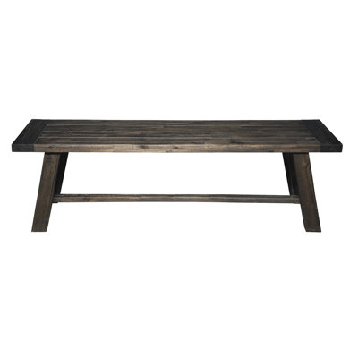 60" Gray And Dark Brown Distressed Wood Dining Bench