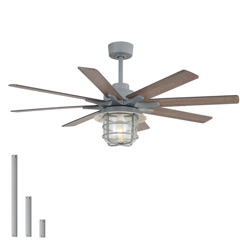 Grand ventilateur de 52 pouces avec 8 pales de couleur noyer en contreplaqué