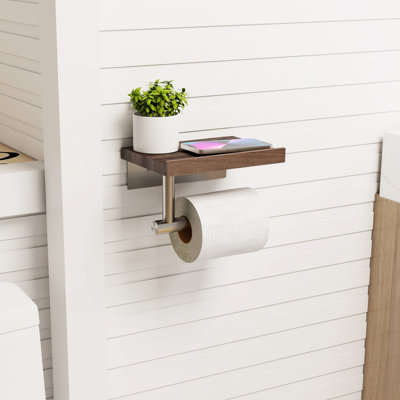  Wood Toilet Paper Holder Black