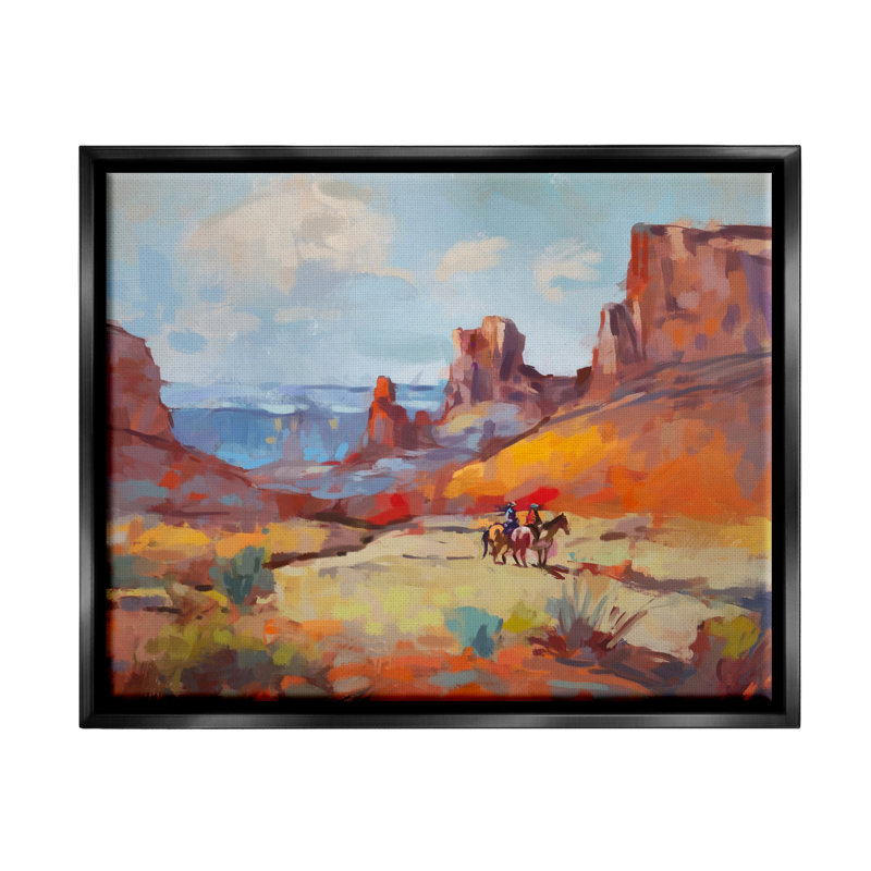 Peinture de Cowboys Bb-211-Floater Canyon par Ziwei Li, Cadre flottant noir de jais, H 25 po x l 31 po x P 1,7 po