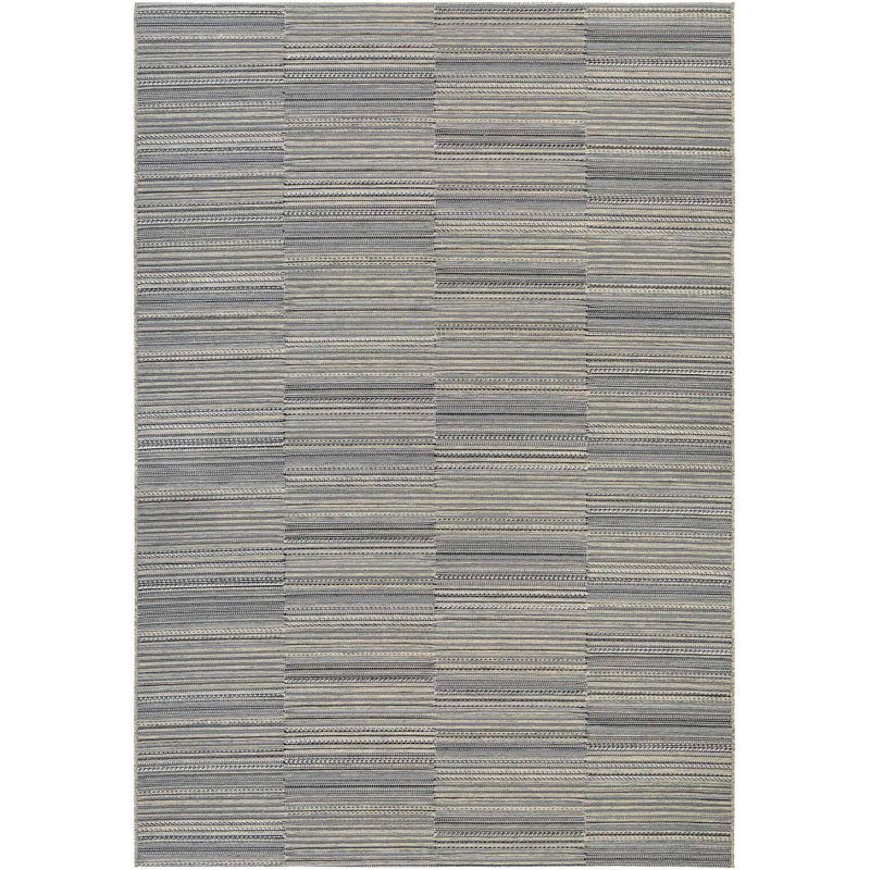 Kazeem Striped Black Tan Indoor Outdoor Rug, 2' x 3'7"