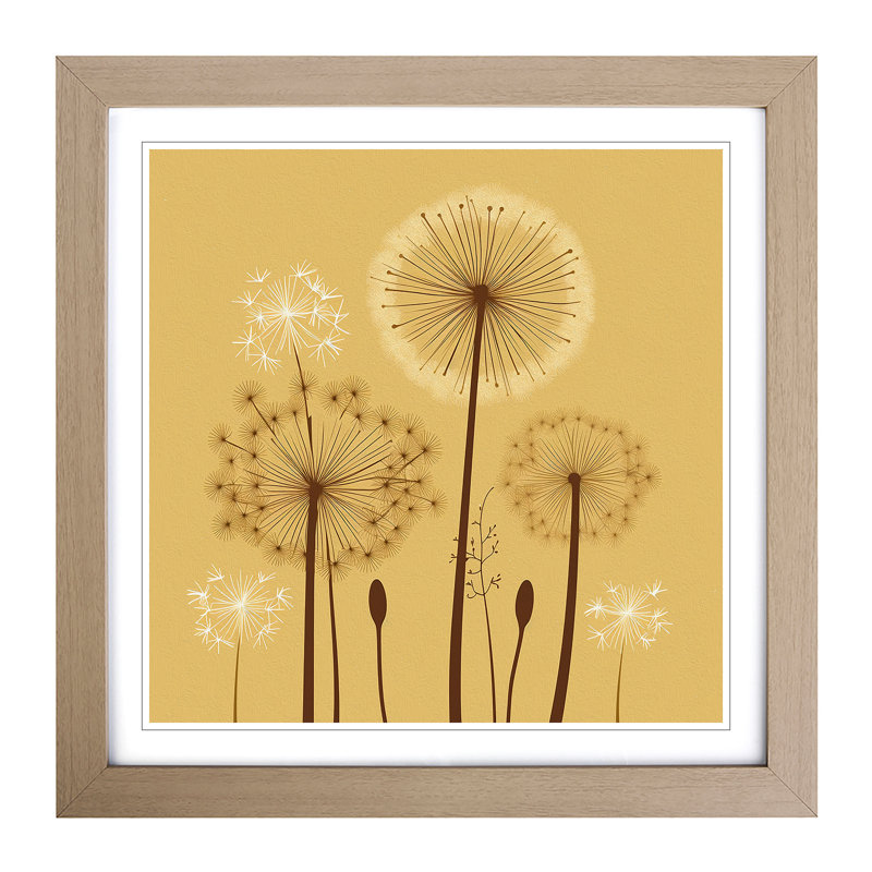 Dandelion Mid Century - Framed Print, Oak