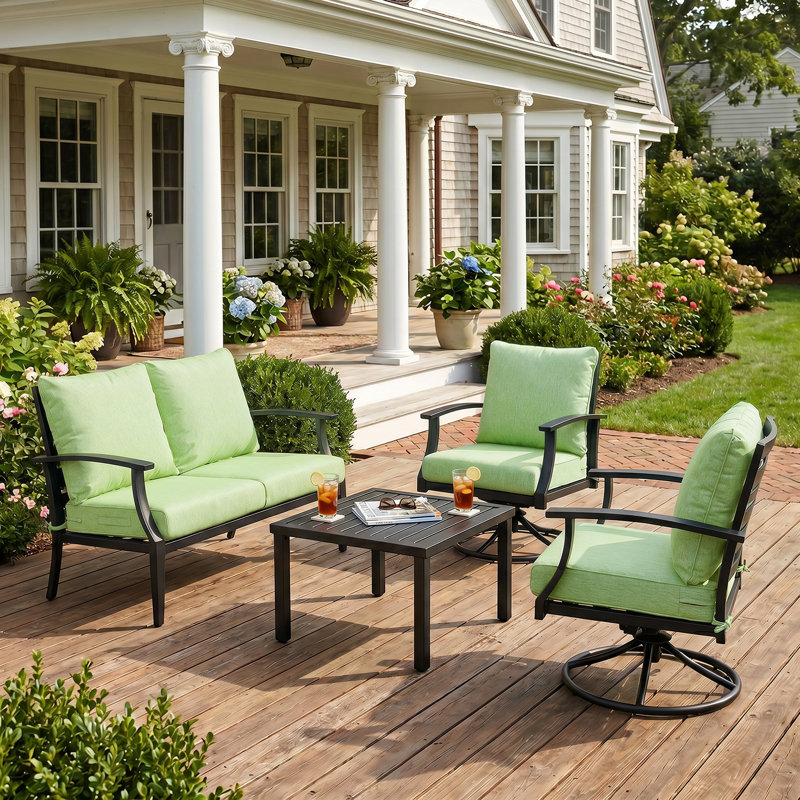 Outdoor Water-resistant Deep Seat Cushion Set, Green, 21" W x 21" D