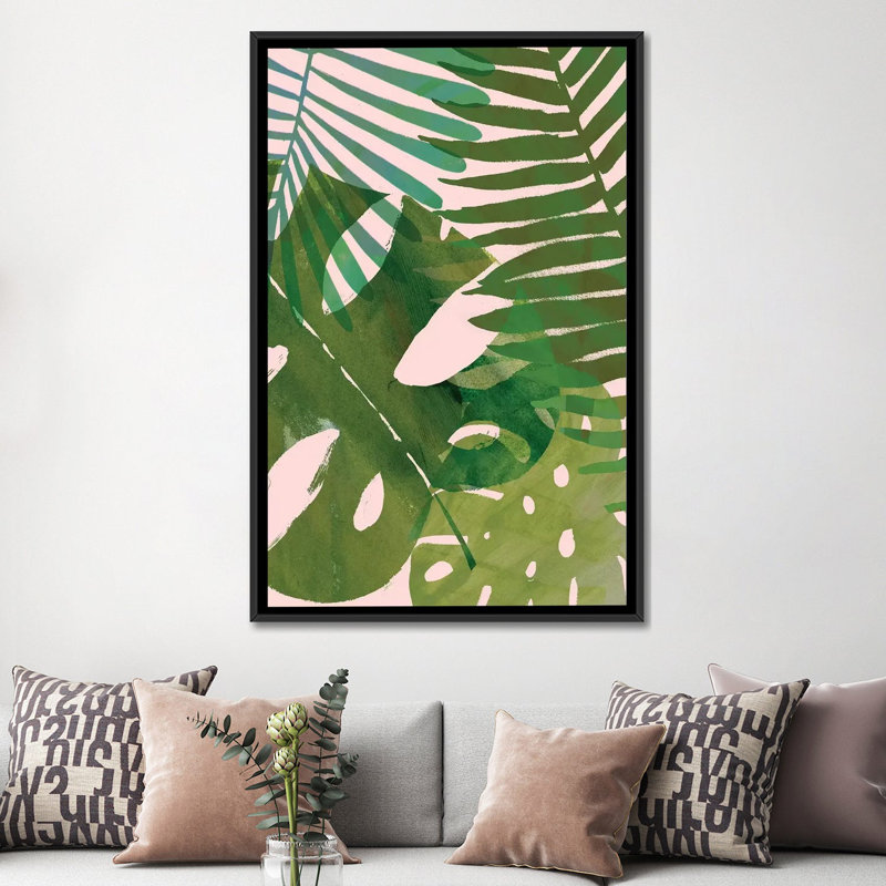 « tropical enchevêtrer ii », art sur toile, H 26 po x l 18 po x P 1,5 po, Toile avec cadre noir
