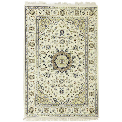 ADMINRUGS Floral Handmade Indo-Nain Wool Oriental Area Rug