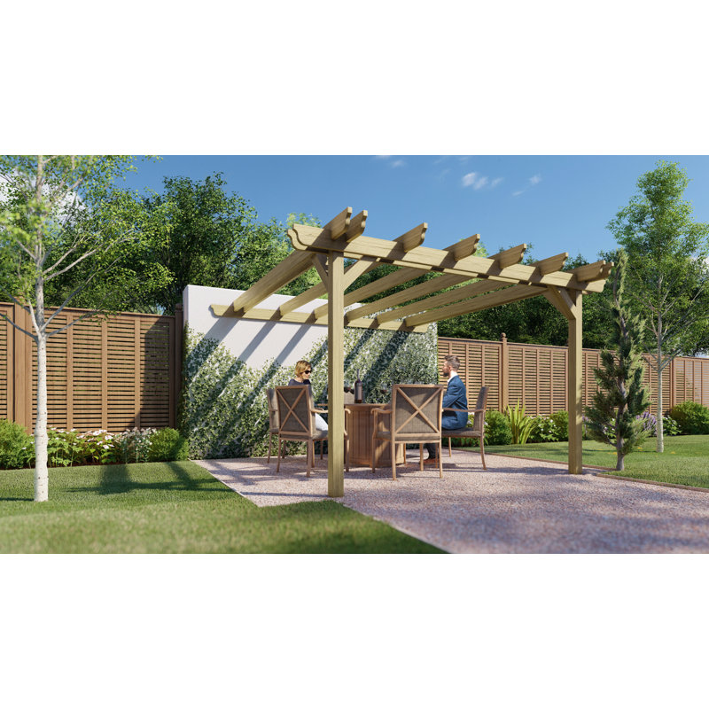 Bauke Solid Wood Pergola, Light Green, 19.8 ft x 9.10 ft