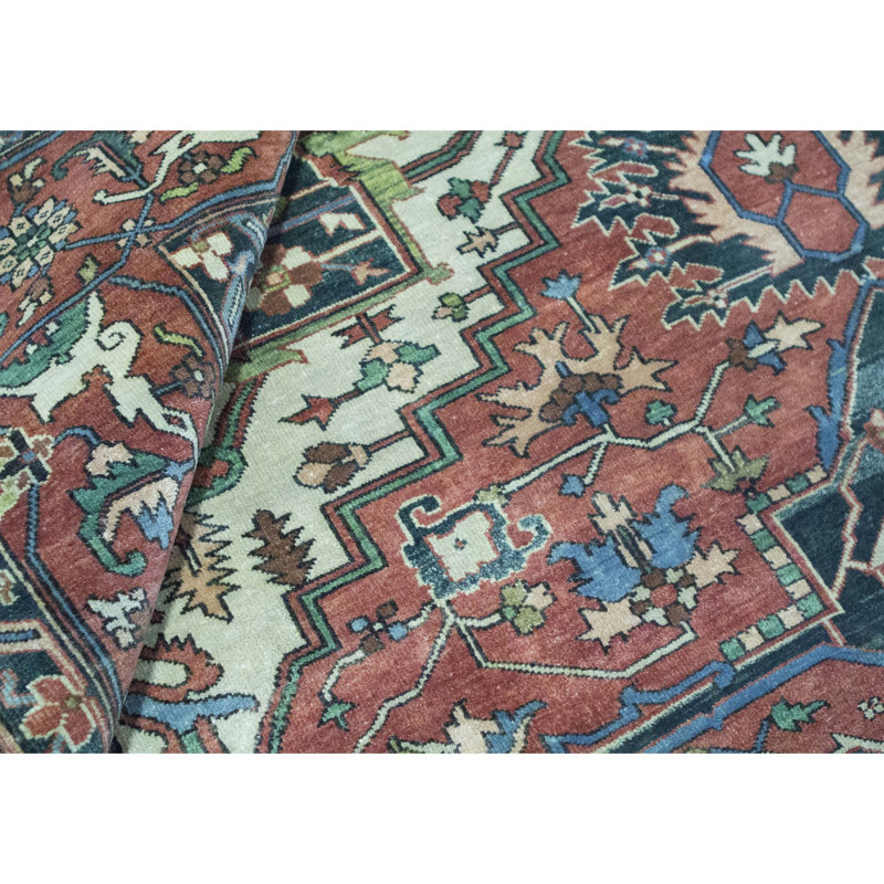 Hand-Knotted High-Quality Rust and Rust Area Rug