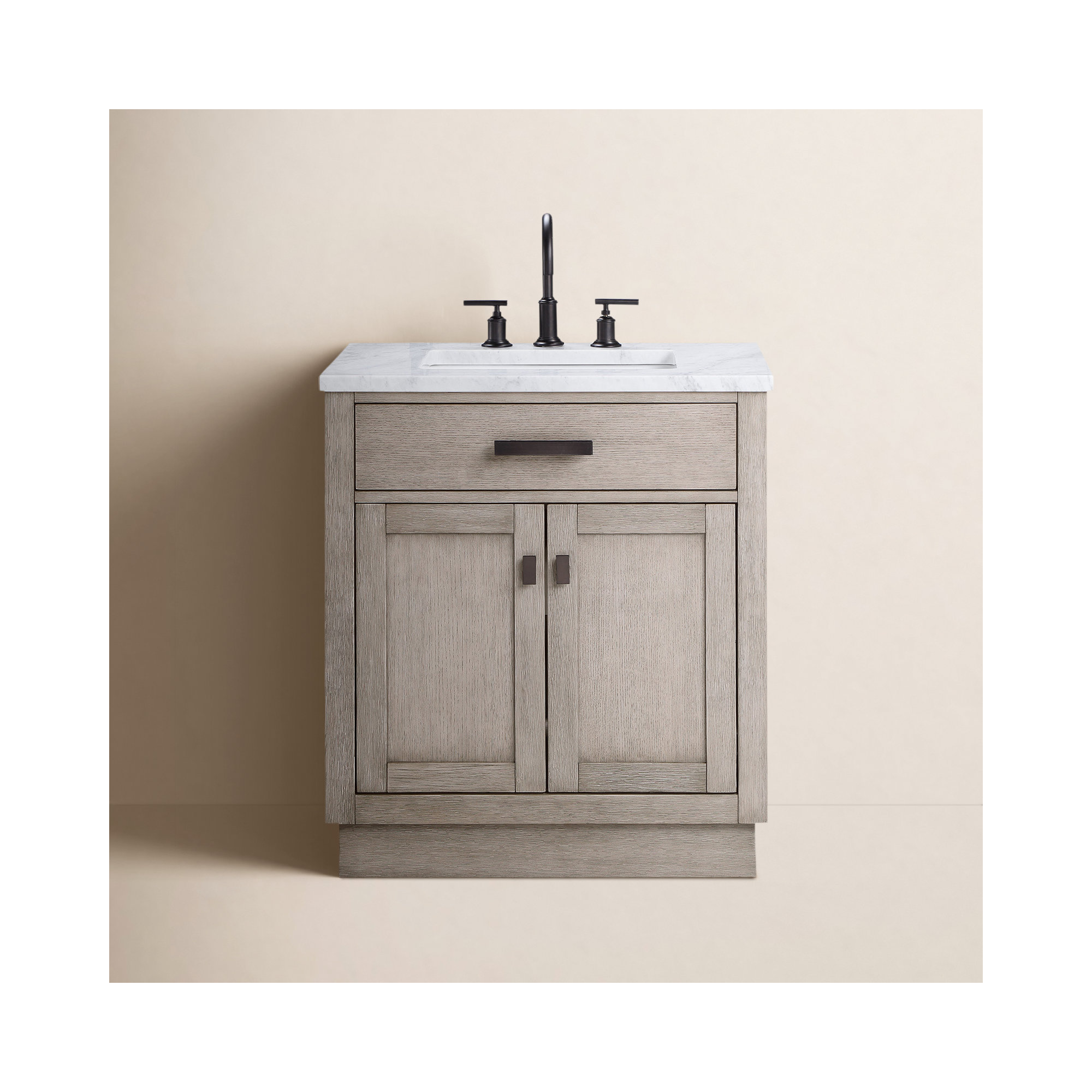 Breshey Single Bathroom Vanity, Gray, 30"W x 21.6"D x 34.2"H